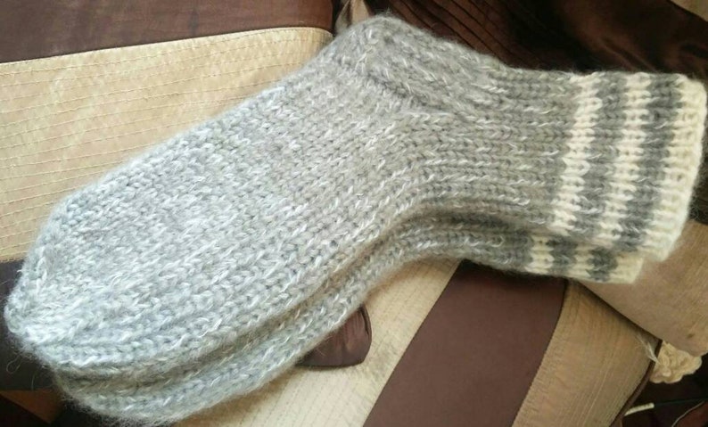 durable bed socks Any sizes.Xl-XXl sizes cozy Grey white Mohair blend socks soft Kozizake. slippers thick