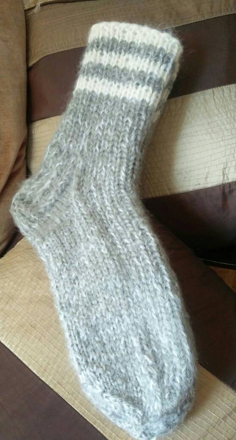 durable bed socks Any sizes.Xl-XXl sizes cozy Grey white Mohair blend socks soft Kozizake. slippers thick