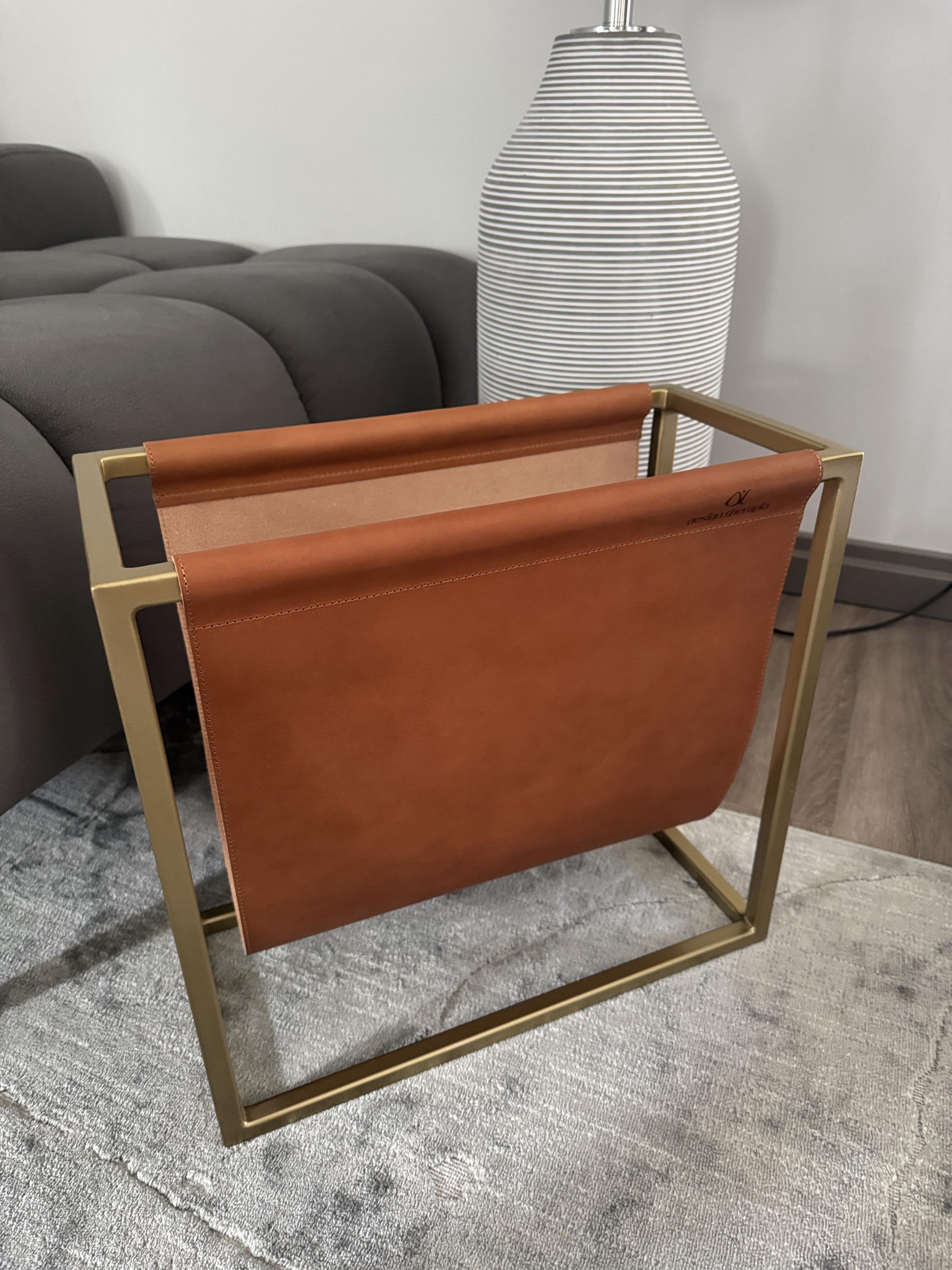 Metal Frame Magazine Rack Magazine Rack | Personalized With Laser Engraving | Genuine Leather and ...