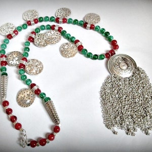 Afghaanse ketting-Turkse ketting-Tsjechische glazen ketting-miao zilveren ketting-zigeuner ketting-boho ketting