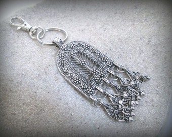 Bohemian key chain,turquoise key ring,boho key ring,gypsy key ring,hamsa key chain,long key ring