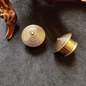 Brass plugs- brass tunnels- spiral brass tunnel -tribal ear plugs-flared tunnels-1 pair