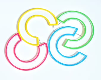 Transparante neon-oorringen, enorme hoepels, transparante hoepels, chique oorringen, cadeau voor haar, trendy oorbellen,
