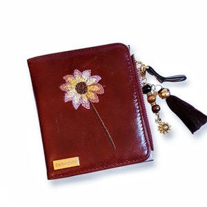 Cartera de mujer, mini monedero granate, bolso pequeño, monederos, llavero