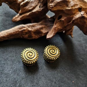 Brass plugs- brass tunnels- spiral brass tunnel -tribal ear plugs-flared tunnels-1 pair