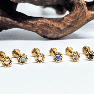 Gemstone Labret/Medusa/Tragus /Lip piercing/Surgical Steel labret