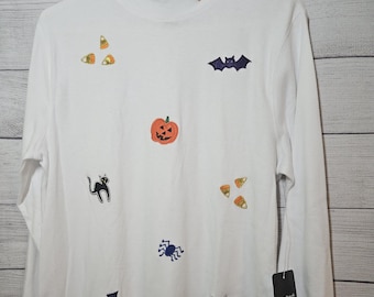 Vintage Designers Originals Studio Treat HALLOWEEN Turtleneck -White, LARGE- NWT