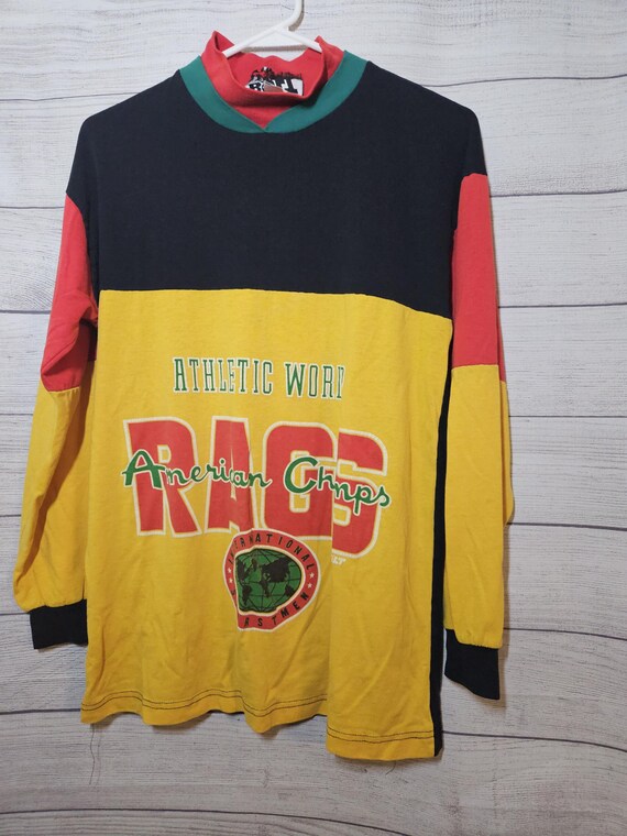 Athletic World Rags American Champs Bolt Shirt-SMALL-80s 90s Colorblocking - VTG