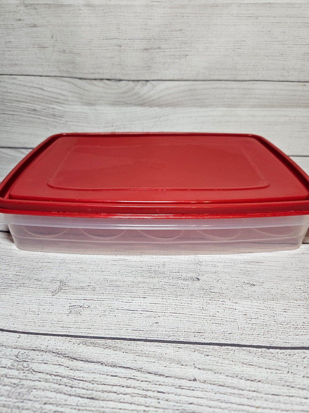 Vintage Rubbermaid Deviled Egg Container 0070 Sheer With Red Lid 7 ...