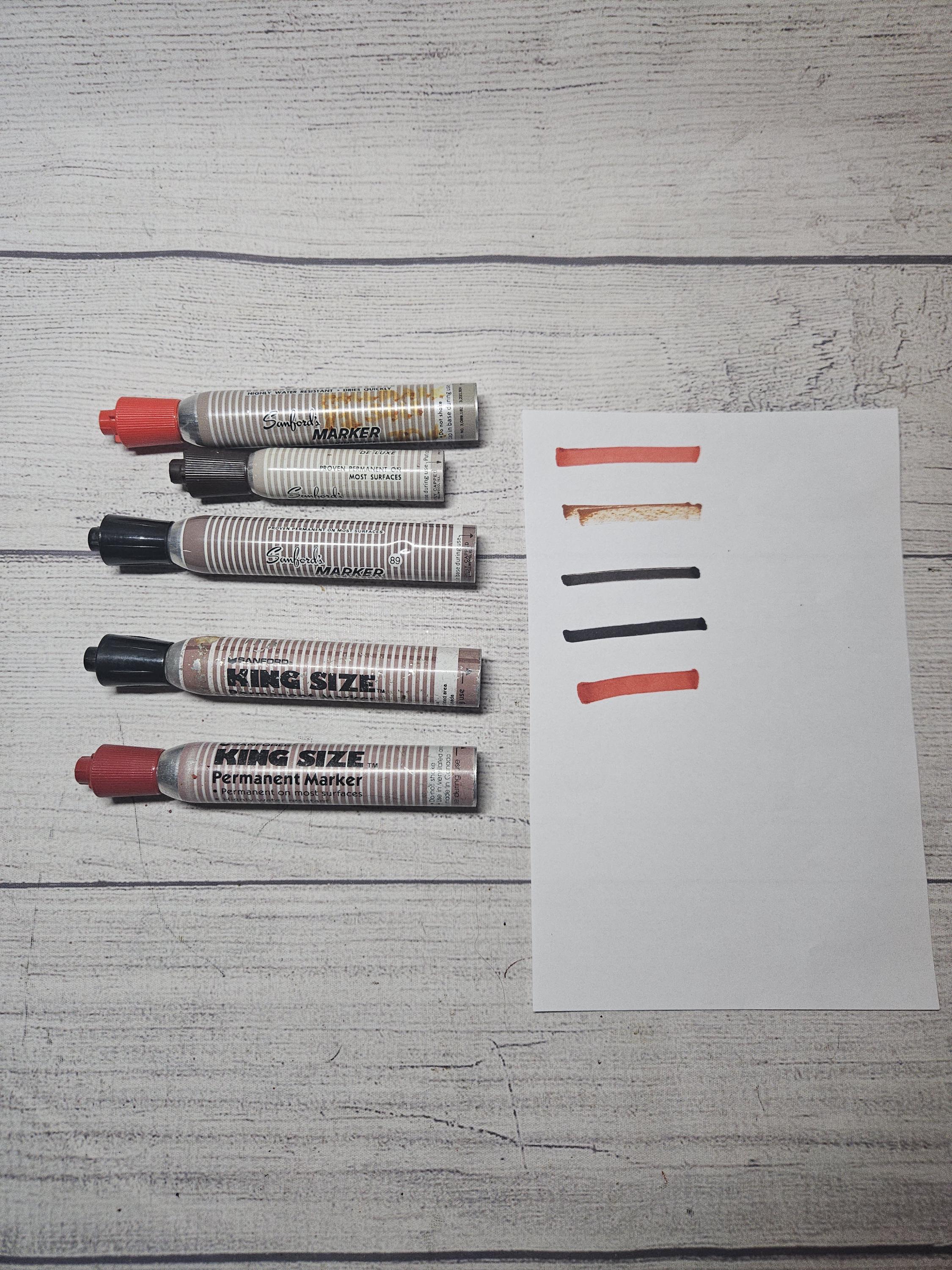 VTG Sanford King Size Permanent Marker Lot of 5-black, Brown, Red