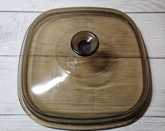 Pyrex 10” Square Glass Lid A-12-C Corning Ware LID ONLY - Fits 2.5L 3 Qt 5Qt - BROWN