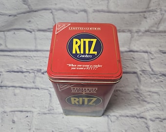 Vintage RITZ Cracker Tin Canister 1987 Nabisco - Limited Edition 16 oz EMPTY, Cracker Storage, Kitchen Storage