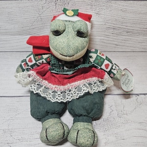 Vintage Christmas Singing Frog Plush - from Sterling - Tested and WORKS! - 12&quot;