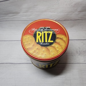 Vintage RITZ Cracker Tin Canister 1984 Nabisco - Limited Edition 50th Anniversary 12 oz Tin - EMPTY, Cracker Storage, Kitchen Storage