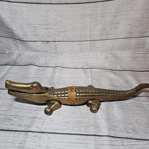 Vintage Brass Alligator Nutcracker - 13.5" Long - 2-Piece
