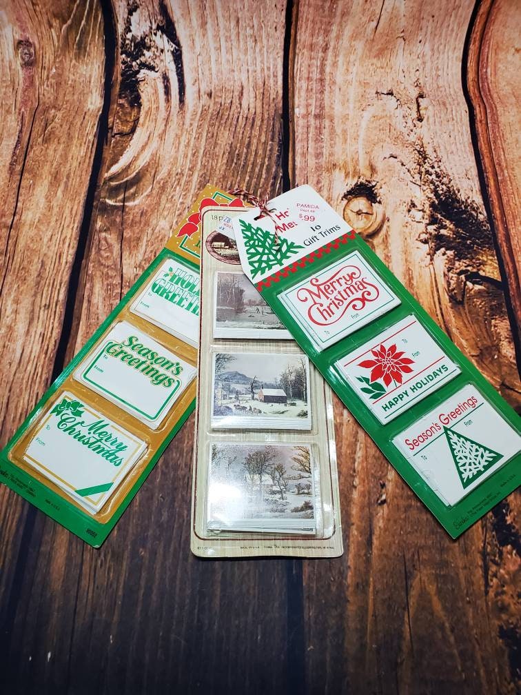Hallmark Christmas Gift Tags with Ribbon, Sticker Seals, and Mini Notecards  (Santa, Snowman, Stripes, Red, Green, Blue) for Gift Bags and Wrapped  Presents 