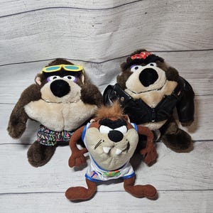 Vtg Tasmanian TAZ Devil Plush Lot of 3 - 1990s - Warner Bros and The 24K Company, Space Jam
