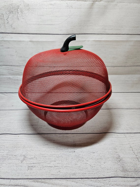 Vintage Apple Shaped 2-piece Wire Fruit Basket - image 1