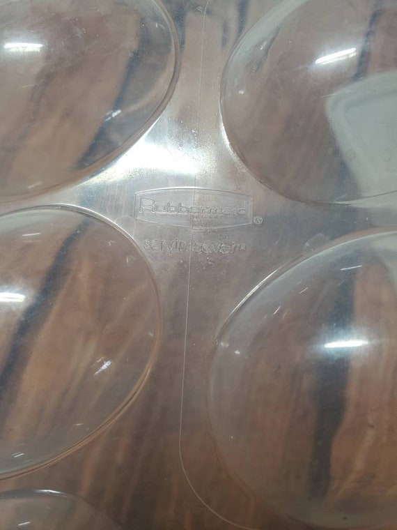 Vintage Rubbermaid Deviled Egg Container 0070 Sheer With White Lid 7, Holds 20 Eggs 