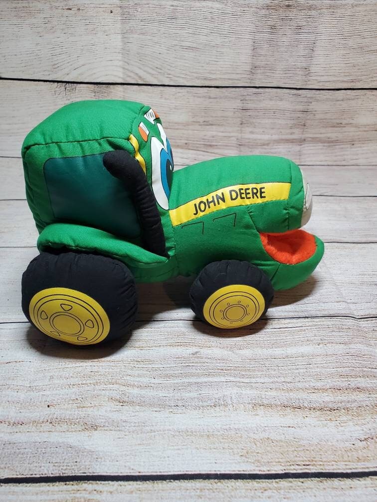 Peluche tracteur en peluche noire John Deere 13 par 10 pouces vert