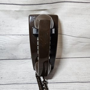 Vintage ITT Wall Telephone Model 2554 - 1984 - Brown Push Dial - Untested