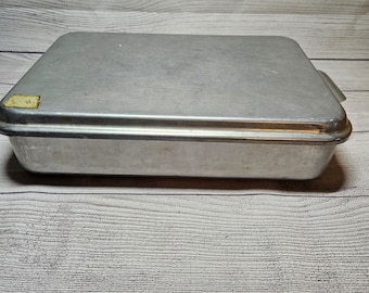 Vtg FOLEY Aluminum 13" x 9" x 2" Cake Pan w/Snap-On Lid - 1980s - WITH SCRATCHES