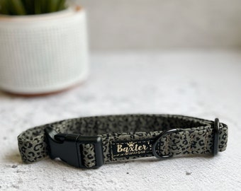 Dog Collar | Khaki Leopard Print Dog Collar | Handmade Dog Collar | Leopard Print Dog Collar | Khaki Dog Collar | Animal Print Dog Collar