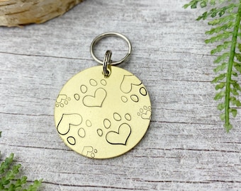 Dog Tag | Pawtastic Dog Tag | Paw Print Dog ID Tag | Brass Pet Tag | Personalised Pet ID Tag |