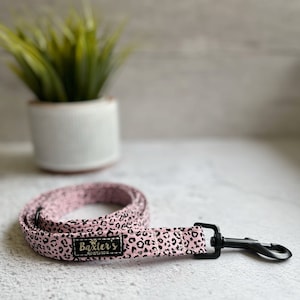Dog Lead | Pink Leopard Print Dog Lead | Handmade Dog Lead | Leopard Print Leash | Pink Animal Print Dog Lead | Dog Accessories | Pet Leash