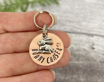 Dog Tag | Copper Bunny Chaser Dog Tag | Copper Dog ID Tag | Small Tag For Puppies | Dog Tag For Small Breeds | Rabbit Dog Tag