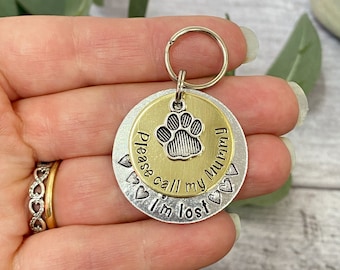 Dog Tag | I'm Lost Dog Tag | Call My Mummy Dog Tag | I'm Lost Pet Tag | Personalised Dog ID Tag | Brass Pet Tag |