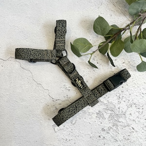 Dog Harness | Khaki Leopard Print Dog Harness | Handmade Dog Harness | Strap Dog Harness | Leopard Print Dog Harness | Puppy Harness