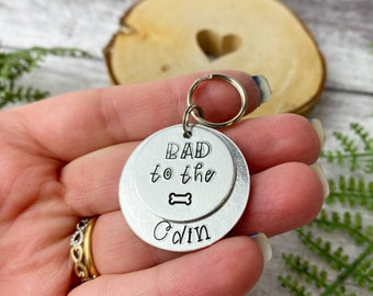 Dog Tag Bad to the Bone Dog Tag Funny Pet Tag 