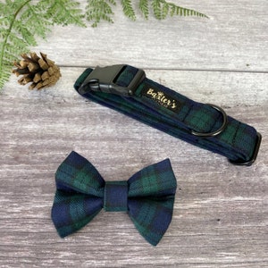 Arc de chien Arc de chien tartan de montre noire Noeud papillon tartan vert Noeud papillon pour chien Noeud papillon pour chien tartan à carreaux Glisser sur larc Noeud papillon pour chien image 3