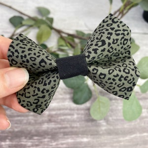 Dog Bow Tie | Khaki Leopard Print Bow Tie For Dogs | Leopard Print Dog Bow Tie | Khaki Dog Bow Tie | Animal Print Dog Bow | Slip On Bow