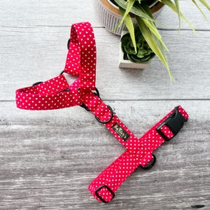 Dog Harness | Red Polka Dot Dog Harness | Handmade Dog Harness | Strap Dog Harness | Red Dog Harness | Puppy Harness | Custom Dog Harness