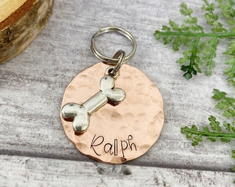 Dog Tag | Big Bone Dog Tag | Copper Dog Tag | Dog ID Tag | Bone Pet Tag | Small Dog Tag