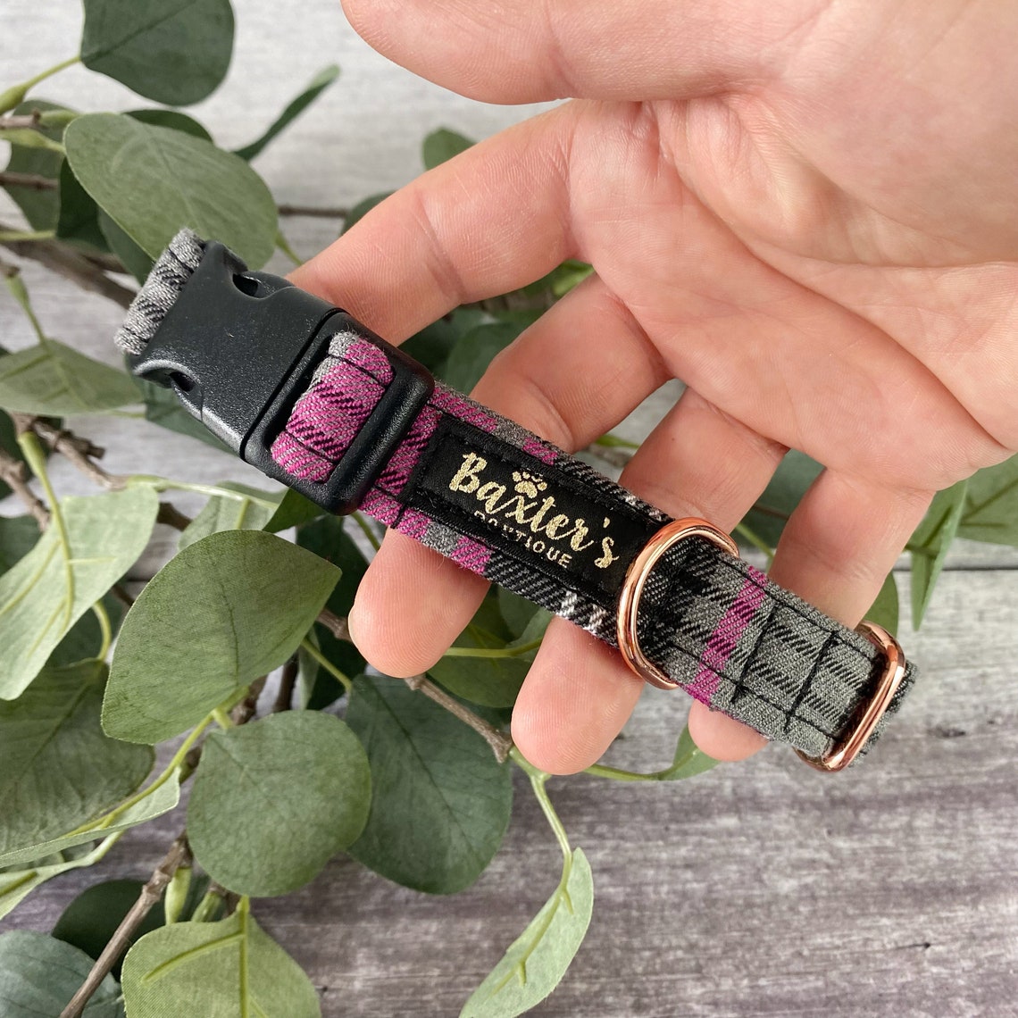 Dog Collar Pink and Grey Tartan Dog Collar Dog Collar And Etsy