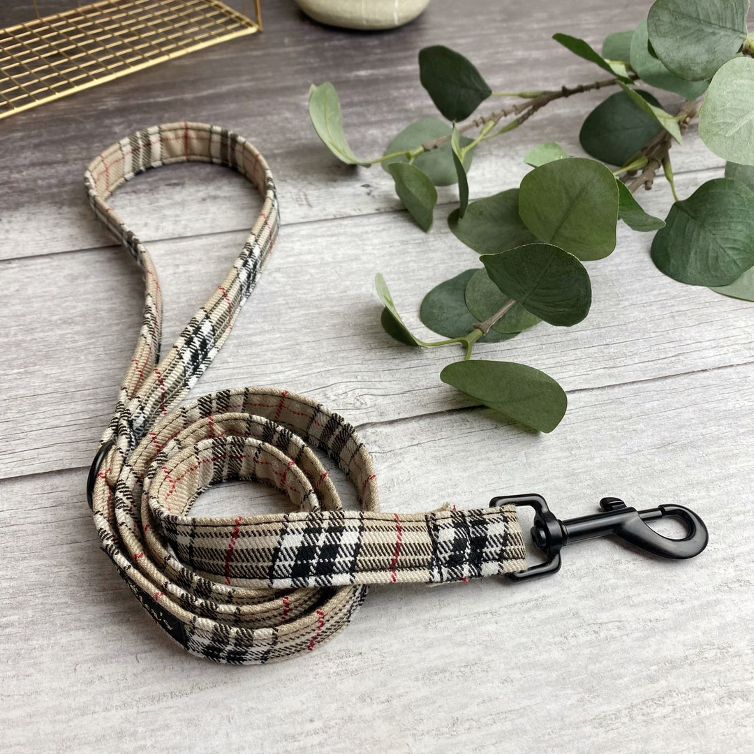 Dog Lead Tan Tartan Dog Lead Handmade Dog Lead Tartan Dog Leash Plaid