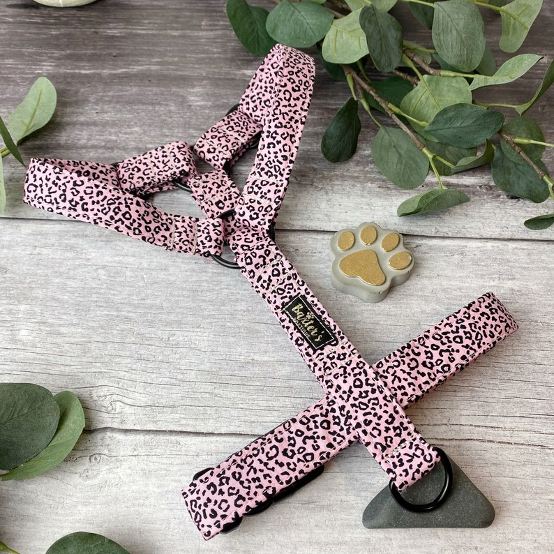 Dog Harness Pink Leopard Print Dog Harness Handmade Dog - Etsy