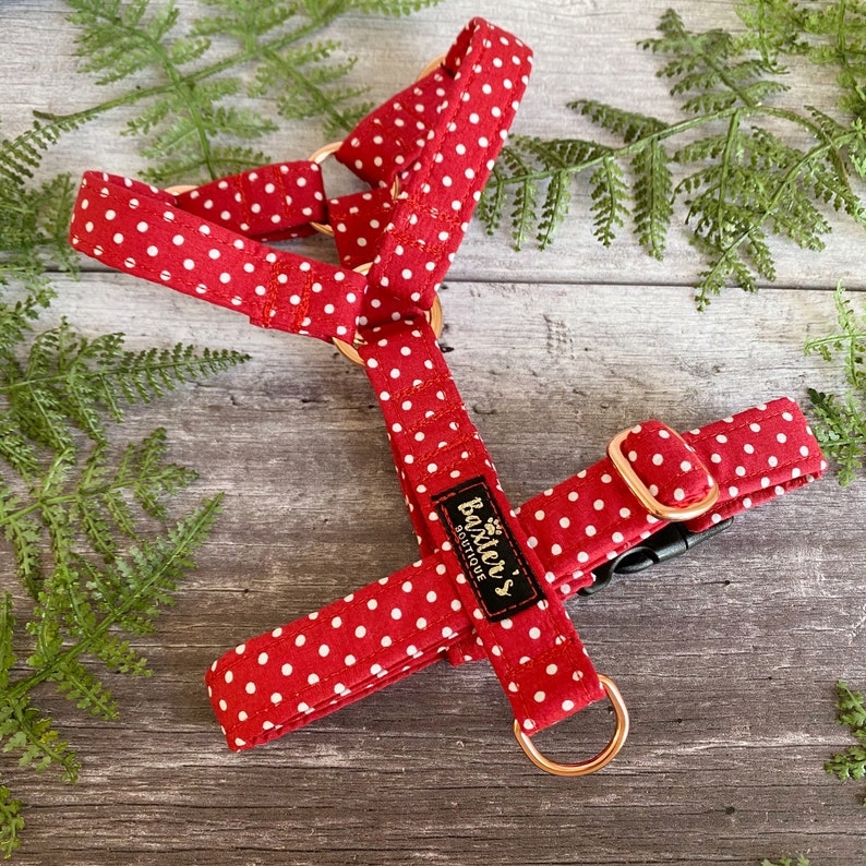 Dog Harness Red Polka Dot Dog Harness Handmade Dog Harness Etsy