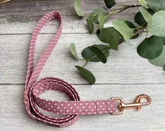 Dog Lead | Dusky Pink Polka Dot Dog Lead | Handmade Dog Lead | Pink Dog Lead | Polka Dot Dog Leash | Designer Dog Lead | Dog Accessories