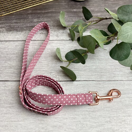 Dog Lead Dusky Pink Polka Dot Dog Lead Handmade Dog Lead Etsy