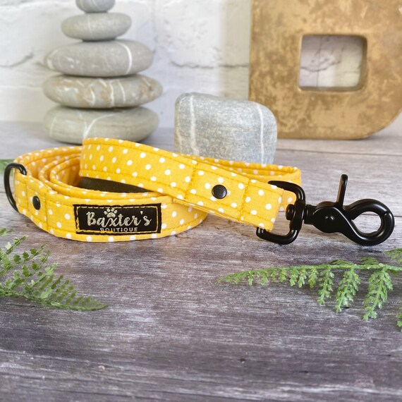 Dog Lead Lemon Yellow Polka Dot Dog Lead Yellow Dog Lead Etsy