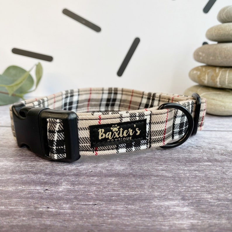 Dog Collar Tan Tartan Dog Collar Handmade Dog Collar Dog Etsy