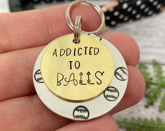 Dog Tag | Addicted To Balls Dog Tag | Cute Dog Tag | Funny Dog Tag | Balls Dog ID tag | Pet ID Tag | Pet Accessories