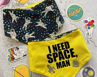 Dog Bandana | I Need Space Dog Bandana | Astronaut Dog Bandana | Anxious Dog Bandana | Reversible Dog Bandana | Space Dog Bandana