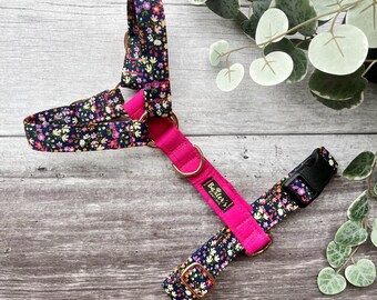 Hundegeschirr | Bloom Hundegeschirr | Blumen Hundegeschirr | Handgefertigtes Hundegeschirr | Gurtband Hundegeschirr | Hundegeschirr | Welpen Geschirr