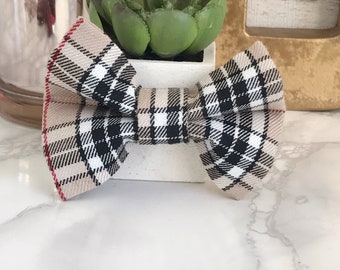 Dog Bow Tie | Tan Tartan Dog Bow Tie | Camel Tartan Dog Bow Tie | Bow Tie For Dog | Tartan Dog Bow Tie | Slip On Bow | Dog Bowtie