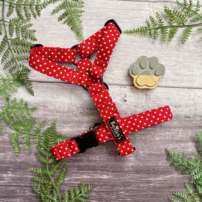 Dog Harness Red Polka Dot Dog Harness Handmade Dog Harness Etsy